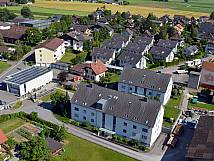 Ausblick vom LANDI-Turm zum Werkhof und auf den Sägeweg